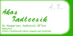 akos kadlecsik business card